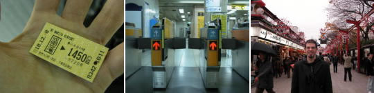 a train ticket, a tichet gate, Asakusa